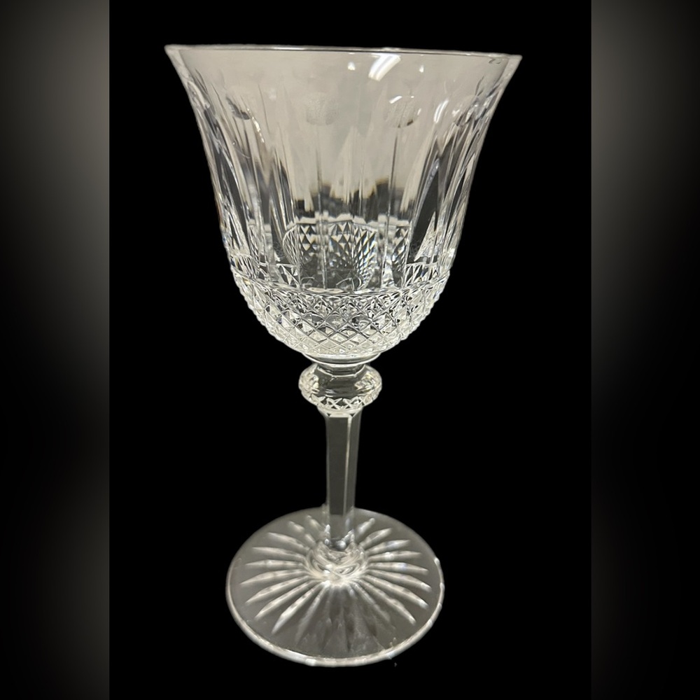 Saint Louis Crystal Tommy Clear Cut To Clear Wine Glass Goblet Signed